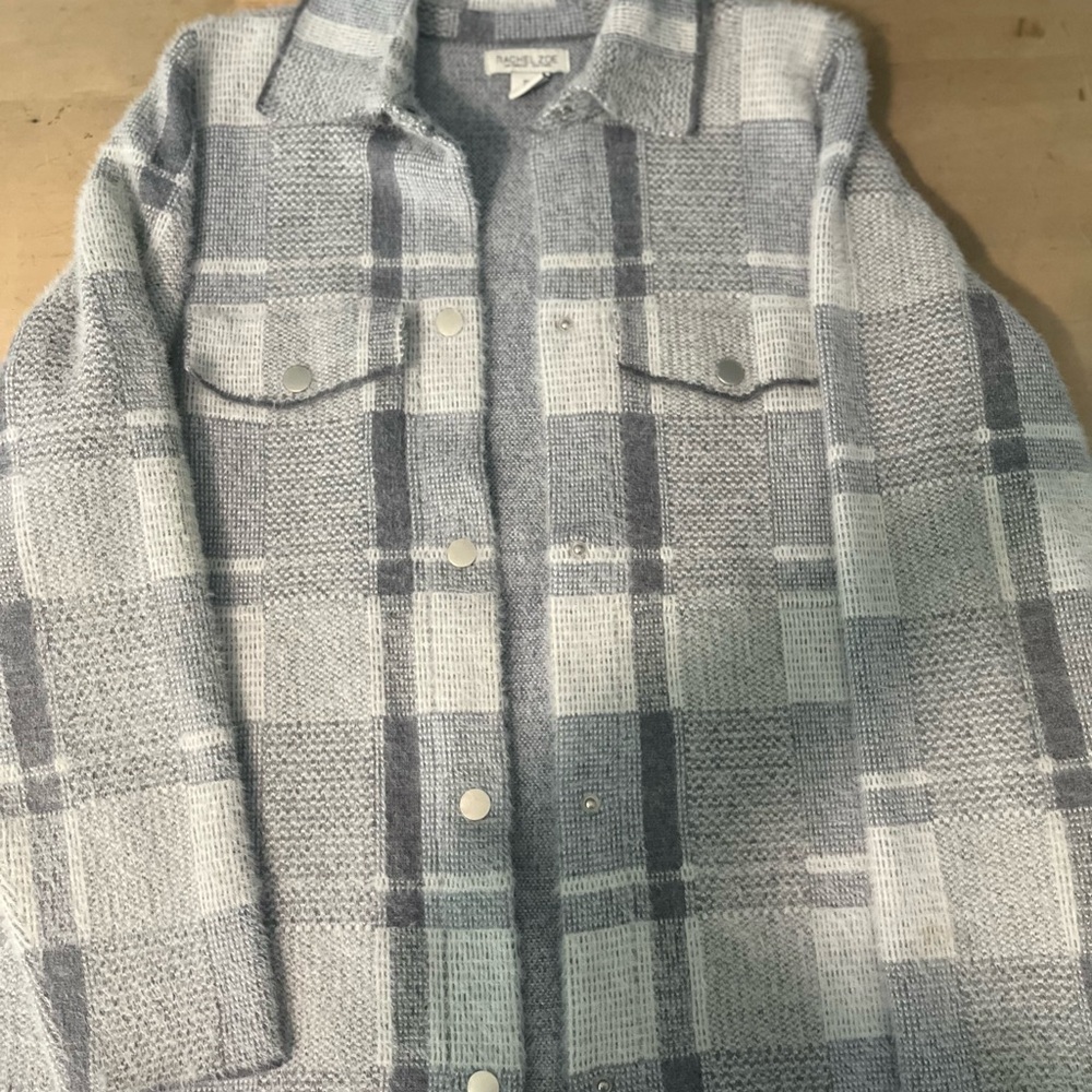 Rachel Zoe Gray and White Plaid Sweater